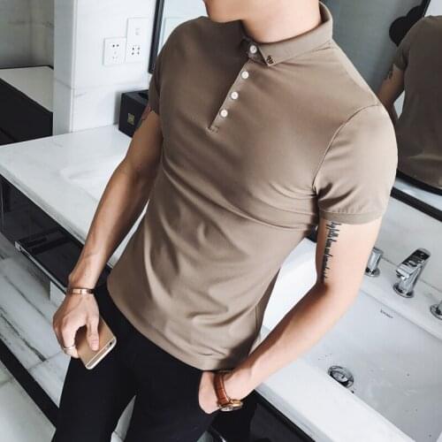 Man Polo 2020 Shirts Solid Color Short Sleeve Slim Breathable Polos Para Hombre Mens Polos Shirts Male Tops 4XL Polo Homme