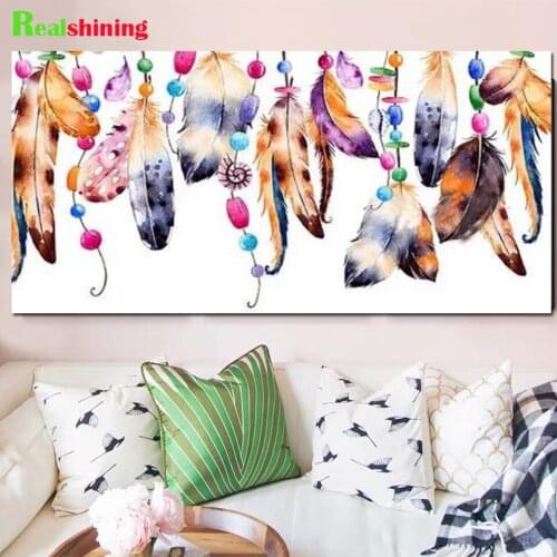 Colorful Feather 5d diy Diamond Painting Full drill square round Diamond Embroidery cross stitch Fantasy Abstract Large N1682