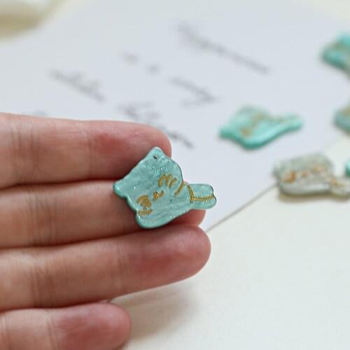 6pcs New Fashion Resin gold foil Cute Cat Earrings Set For Women Girls For Children with holes DIY patch jewelry bag pendant