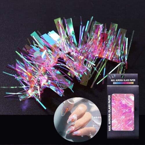 Aurora Nail Art Sticker Irregular Broken Glass Nail Foil Paper Colorful Laser Mirror Nails Holographic Decal Manicure Decoration
