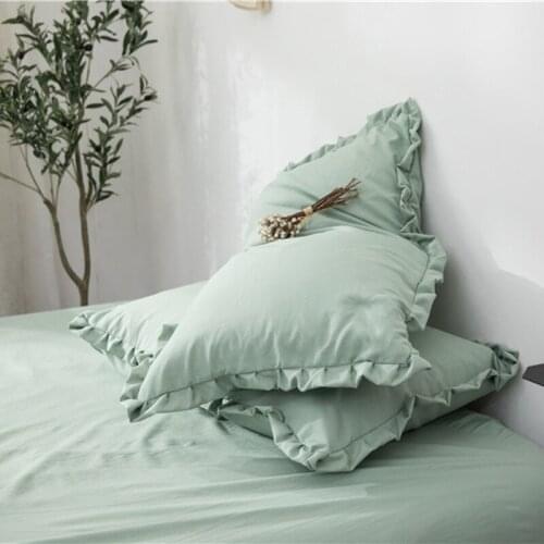 Nordic Style 1 Pair Grey Lotus Leaf Pillow Case Sofa Throw Pillows Washed Linen Cushion Cover Girls Room Decor Pillowcase