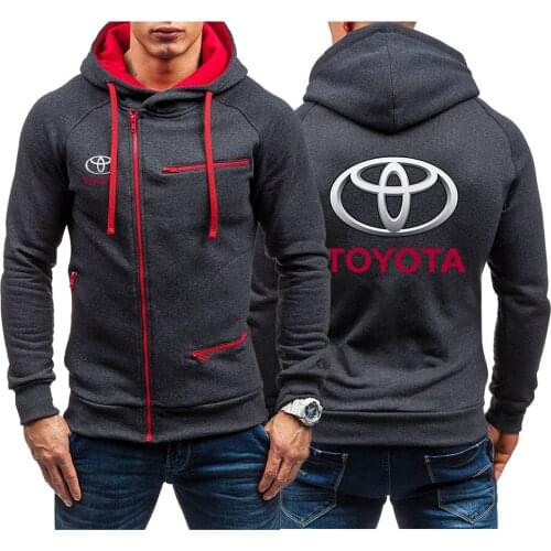 2021 Toyota New Mens Casual Zipper Hoodies Sweatshirts Male Black Red Solid Color Hooded Outerwear Tops Sport Cotton Coats