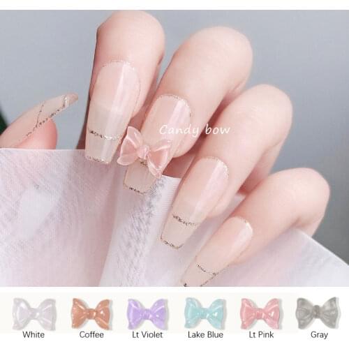 NEW Nail Transparent Jelly color Bow Tie jewelry Nail Decoration Charms Rhinestones For DIY Nails Art Decorations Accessories