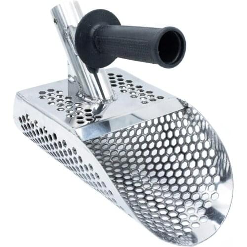 Sand Scoop for Metal Detecting, Stainless Steel with Hexahedron 7Mm Holes for Beach Treasure Hunting Plastic Handle