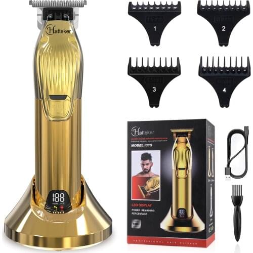 Hatteker Professional Hair Clippers Cordless Pro Li Outlining Trimmer T-blade Hair Cutting Kit Barber Beard Trimmer Kids USB