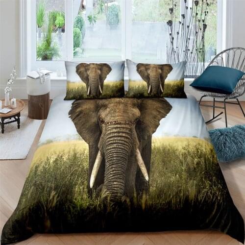 Luxury Elephant Animal Bedding Set Single Full Queen King Size Duvet Cover Comforter Cover Set Polyester Home Room Textiles