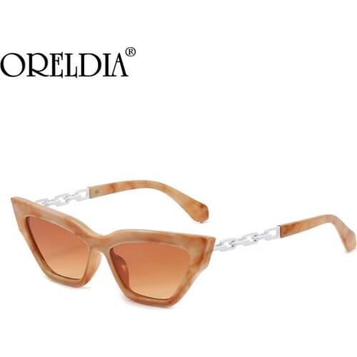 Retro Metal Chain Cat Eye 2021 New Women Sunglasses Fashion Jelly Color Eyewear Brand Designer Men Colorful Sun Glasses UV400