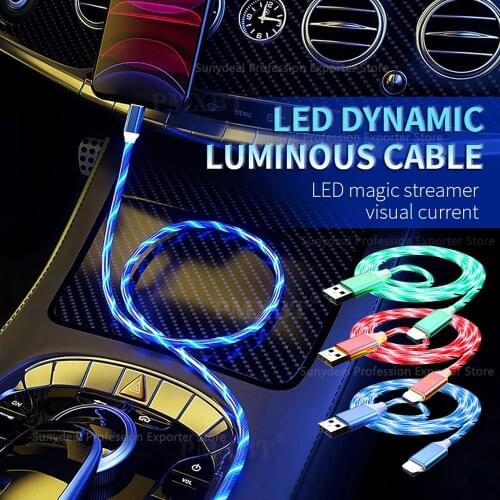 2A LED Lighting USB Cable Fast Charger Cable Rapid Charging Wire for iPhone Micro USB Cable Type C Tape C Quick Charge USB Cable