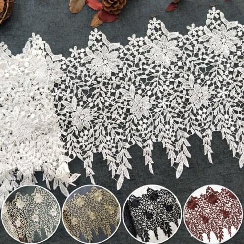 YACKALASI Gold Embroidered Lace 3D Flower Guipure Lace Appliqued Diy Dress Trims Dress Costume Decoration 29cm Wide