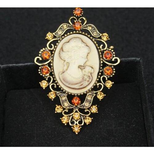 Womens Retro Style Queen Head Brooch Pin Vintage Cameo Elegant Brooches For Women Bridal Antique Wedding Bouquet Jewelry