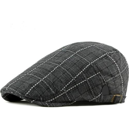 Cotton Plaid Cabbie Ivy Flat Cap Vintage Women Hat Cap Adjustable Summer Female Peaked Cap Outdoor Men Beret Newsboy Hat