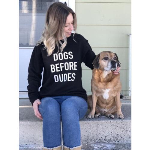 Dogs Before Dudes Sweatshirt Womens Funny Casual Autumn Tops Dog Mom Pullover Sweatshirts Dog Lover Gift Drop Shipping