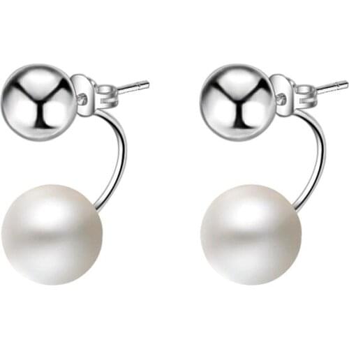 New 925 Sterling Silver Fashion Pearl U Bend Ladies`stud Earrings Women Jewelry Female Birthday Gift Wedding Cheap