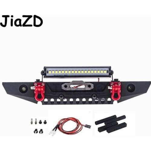 1 Set RC Metal Front Bumper & LED Light for Traxxas TRX-4 TRX4 Axial Scx10 Scx10 II 90046 90047 1/10 RC Crawler Car AY09