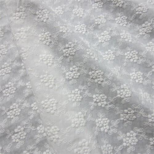 1 Yard Delicate Cotton Floral Lace Fabric Full Embroidery Flower fabric For DIY Bridal Dress Wedding dress Curtain Supply