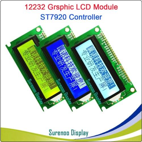 12232 122*32 Serial SPI / Parallel Graphic LCD Module Display Screen LCM Yellow Blue White build-in ST7920/AIP31020