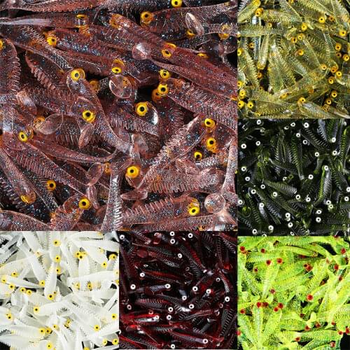 20pcs/Lot 5cm 1.3g Fish Silicone Worm Soft Lures Fake Bait Sea Fishing Swimbait Surface Artificial Spinnerbait