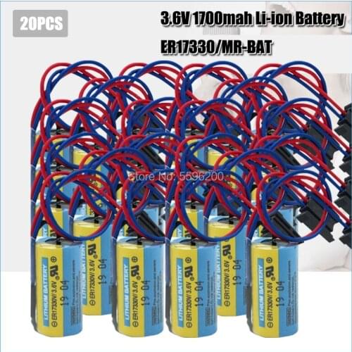 20pcs New Original For Mitsubishi ER17330V MR-BAT CNC 3.6V 1700mah PLC Lithium Battery Batteries with Plug