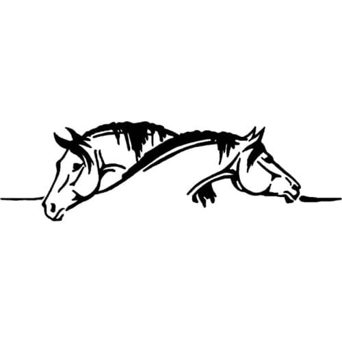26*7.5CM Creative Two Horses Graphical Car Sticker And Decal Funny Animal Car Styling Black/Silver S1-2110