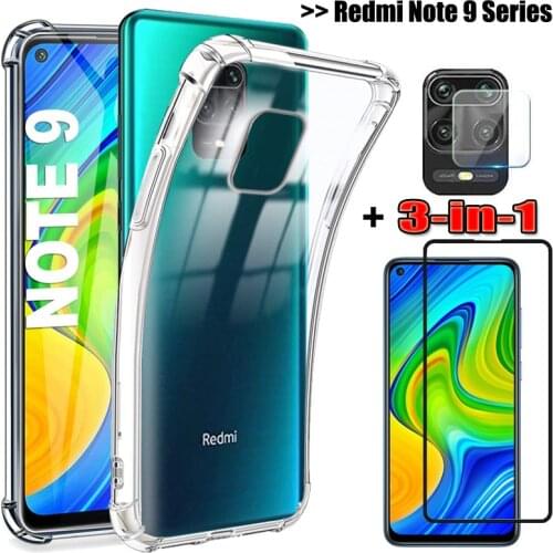 For 9S, Bumper Case+Camera Glass for Redminote 9 Pro Silicone Phone Case Cover Xiaomi 9 S Redmi Note 9S Cases Note-9Pro Mi Note9
