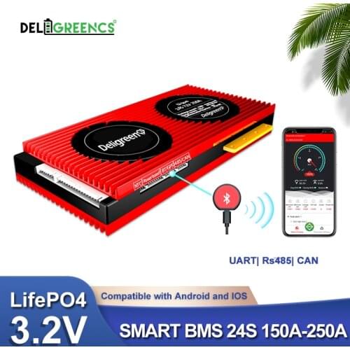 Smart BMS 24S 150A 200A 250A 72V LiFePO4 BMS 3.2v rated battery pack bluetooth 485 can sofeware control EV Power storage