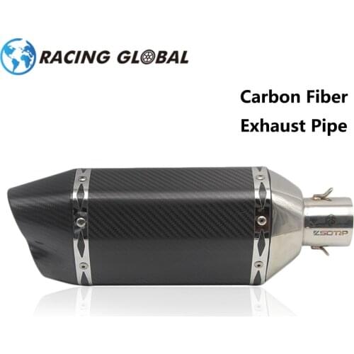 ALCON-Racing Exhaust Carbon Fiber Modified Exhaust Pipe Muffler Middle Pipe Two Holes Easy to Install Universal Motorcycle