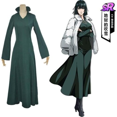 Anime One Punch Man Fubuki Cosplay Costumes Adult Unisex Long Sleeve Green Dress Halloween Carnival Party Fancy Uniform