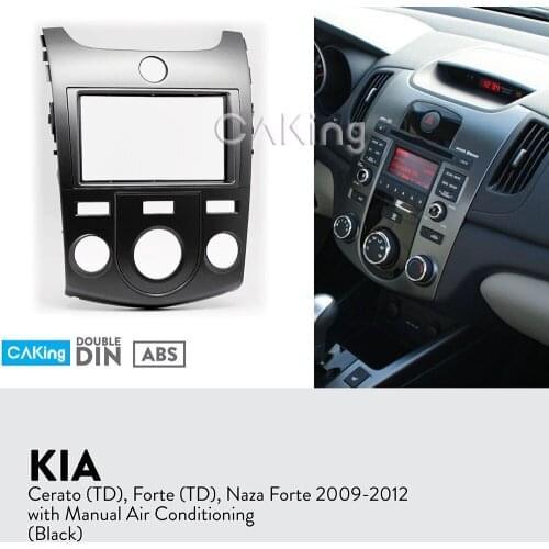 Car Fascia Radio Panel for KIA Cerato (TD), Forte (TD), Naza Forte 2009-2012 (Manual Aircon/Black) Dash Kit Facia Adapter Bezel