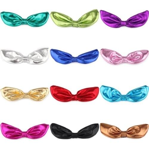 10pcs/lot 12colors 10cm Newborn Fashion PU Hair Bows for Hair Clips Solid Leather Flower Bow for Artificial & Dried Flowers