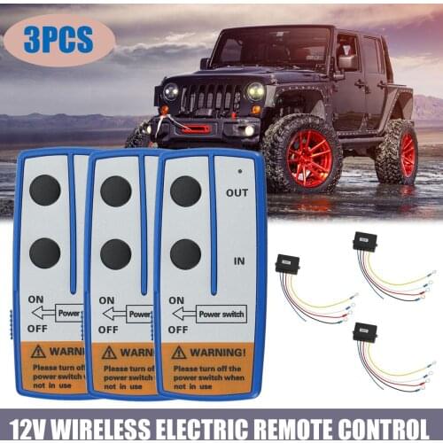 3pcs Car Wireless Winch Electric Remote Control With Manual Transmitter Set Truck ATV SUV Truck Vehicle Trailer Kit 12V