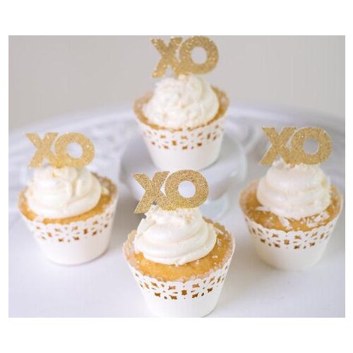 Glitter XO Cupcake Toppers Food Picks Bachelor Bachelorette Valentine Wedding Bridal Engagement Lingerie Party