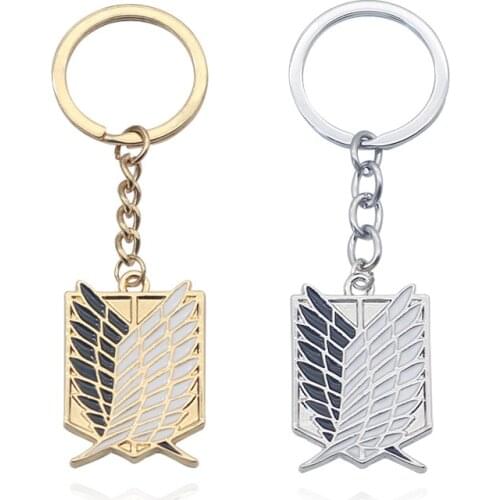 1Pcs Attack On Titan Keychain Shingeki No Kyojin Anime Wings of Liberty Key Chain Rings For Motorcycle Car Keys Gifts key ring