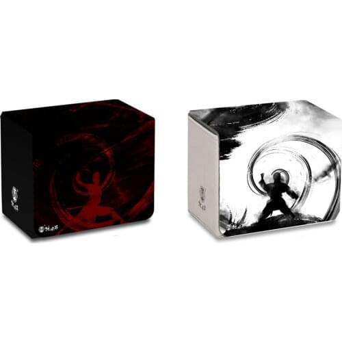 TW Genuine Leather Deck Boxes Chinese Kongfu Taiji Deck Case Can Hold 100 Standard Cards for MGT/YGO/FOW/CFV