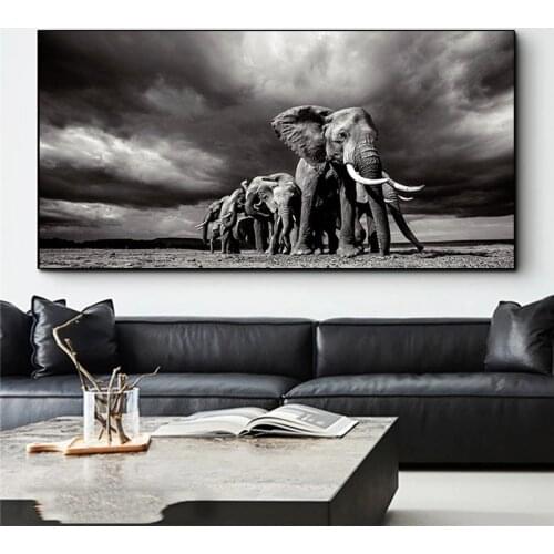 Black and White Elephant Animal Large Size Poster Mural Family Bedroom Childrens Room Wall Decoration Canvas Art (no Frame)