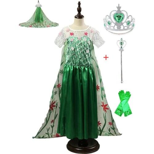 Childrens Stage Performance Clothes Cosplay Floral Princess Costume Halloween Carnival Party Girls Dress for Size 3-10Years