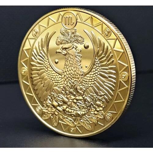 Twelve Constellation Zodiac Gold Commemorative Coins Euro Astrology Scorpio Tarot Wishing Sun God Lucky Love Souvenir Medals