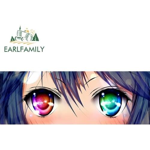 EARLFAMILY 13cm x 5.2cm For Anime Sparkly Eyes Funny Car Stickers Vinyl Car Wrap Decal Refrigerator Campervan RV JDM Decor