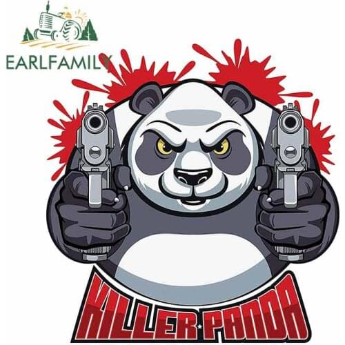 EARLFAMILY 13cm x 9.8cm Killer Panda Graffiti Car Stickers Window Bumper Vinyl Decal Car Accessories JDM SUV 4X4 RV Decoration