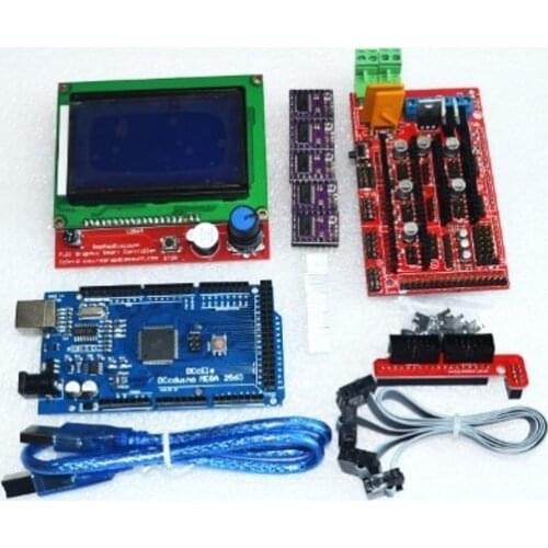3D Printer kit 1pcs Mega 2560 R3 + 1pcs RAMPS 1.4 Controller+ 5pcs DRV8825 Stepper Motor Drive + 1pcs LCD 12864 controller