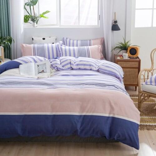 Simple Stripe Bedding Set Quilt Covers Pillowcase Duvet Cover Sets Gray King Queen Double Single Full Bed Linens Home Textile