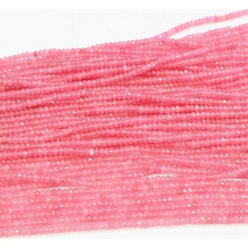 Lovely Pink Crystal Chalcedony Jades Natural Stone 2x4mm Faceted Abacus Jewelry Beads Spacers Accessories Findings 15inch B560