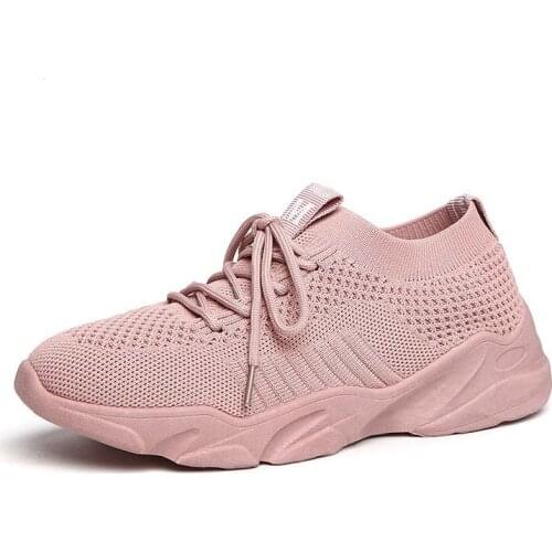 Womens Casual Vulcanized Shoes Mesh Sneakers Knitted Flat Ladies Slip On Female Footwear2021