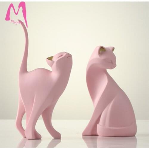 [MGT] Europe originality pink Lovely cat yoga cat Resin modern Home decor Art Decoration decoration craft ornaments statues