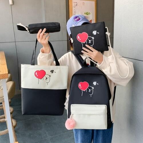 4 piece set Nylon Schoolbags For Teenager Girl Women Backpack Kids School Bags Children Casual Shoulder Bags Women