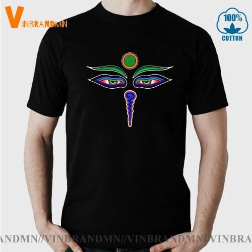Popular Art Tibetan Buddha Eyes T shirt men Chinese Buddhism Culture T-shirt male Buddhist gift tee shirt camistea