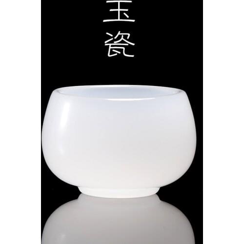 Jade porcelain teacup large sample tea cup more heat resistant glass master cup single cup jade kung fu tea set