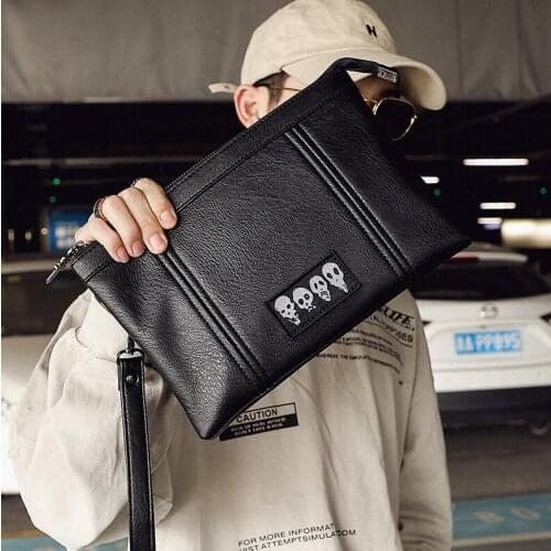 2021 NEW Leather Handbag Men Designer Small Envelope Clutch Bag Korean Style Skull Handbag luxury leather bag Free Shipping