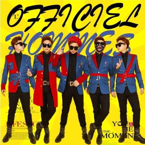 New personality trend stitching host suit suit night DJ bar male singer performance clothing tide mens clothing