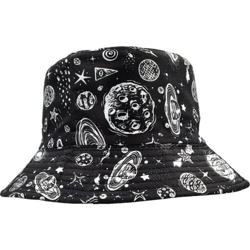 Spring summer fisherman hat outdoor shade bucket hat Galaxy planet print hat cotton hat fashion panama sun hats bucket hat