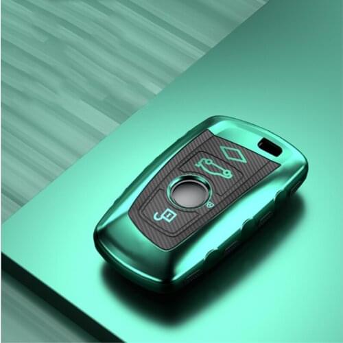 Carbon fiber pattern all-inclusive TPU car key case for BMW new 1 3 4 5 6 7 series F10 F20 F30 smart 3 buttons keychain keyring